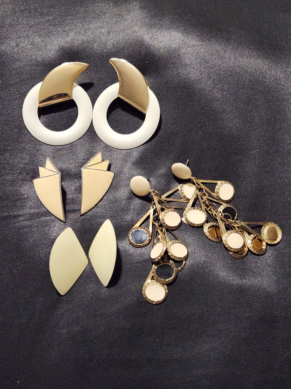 Gold & White Mixed Earrings Set for Women - 4 Pair